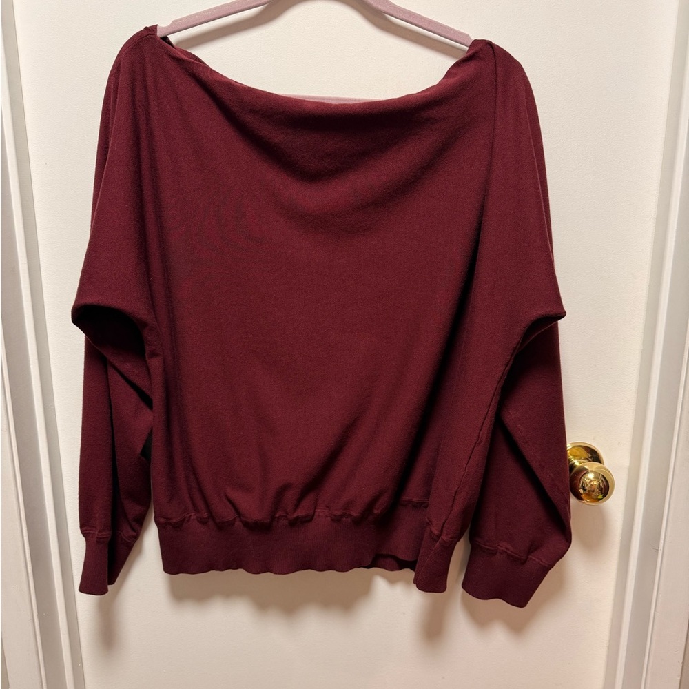 Aritzia Elegant Burgundy Off-Shoulder Sweater